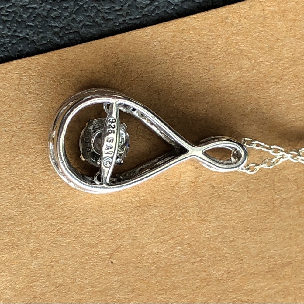 Sterling Silver Clear CZ Floating Gem Infinity Necklace EUC - Picture 6 of 10